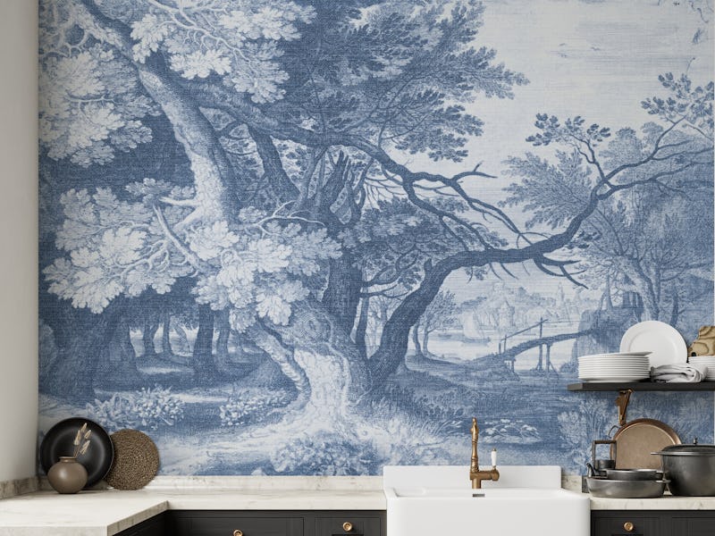 Landscape etching vintage